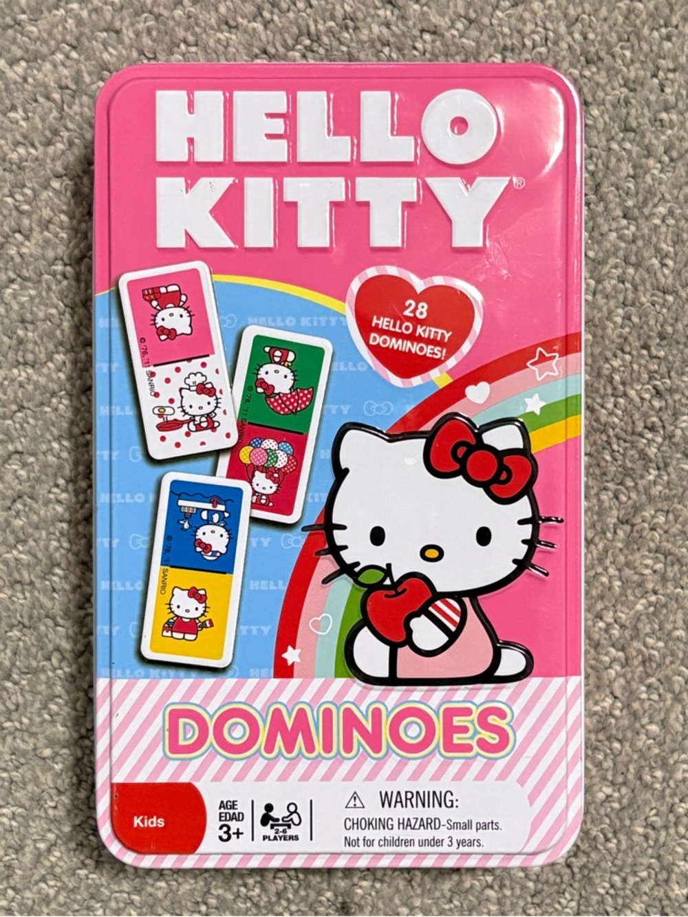 Hello Kitty Dominoes Game in Collectible Pink Tin
